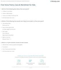 This can relay a humorous event, such as a troupe of monkeys attempting to act like people. Free Verse Poetry Quiz Worksheet For Kids Study Com