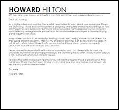 Writing a cover letter takes skill and creativity. Game Artist Cover Letter Sample Cover Letter Templates Examples