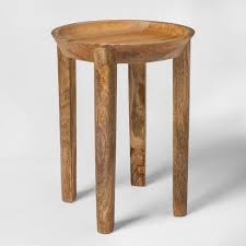 Enhance Your Living Space With The Natural Look Of This Carved Wood Accent Table From Threshold 153 Made From Wood Accent Table Wood Accents Side Table Wood