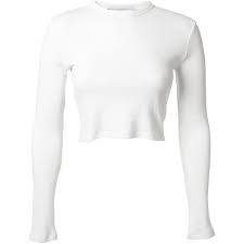 Black And White Crop Top Long Sleeve Rosetta Getty White Tight Crop Top 210 Liked On Polyvore Featuring Tops Shirts Long Sl White Long Sleeve Top Cropped White Shirt White Long Sleeve Shirt