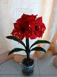 Amaryllis Crochet Flower Amaryllis Bulb Amaryllis Crochet Etsy In 2021 Crochet Flowers Amaryllis Bulbs Unique Flower Arrangements
