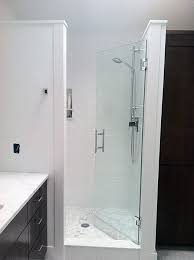 An inline shower door may be a single swinging door connected to a complete glass panel or full panels on either side of the door. Single Door Shower Glass Shower Doors Shower Enclosure Doors Glass Shower