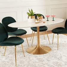 A dining room table is more than a place to eat, it's a place where friends and family gather. Https Cdn Shadesoflight Com Product Images 5d603a09617070296903d164 Super Zoom Gold White D Circular Dining Table Oval Table Dining Modern Dining Room Tables