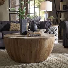 Signal Hills Hatteras Drum Reclaimed Woodblock Barrel Coffee Table Round Wood Coffee Table Coffee Table Wood Drum Coffee Table