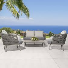Malizia 4 Piece Sofa Set With Cushions Pool Patio Furniture Outdoor Sofa Sets Patio Seating Sets