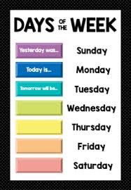 Days Of The Week And Weather Chart Worksheets Teaching