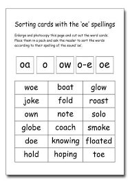 Oa Oe Ow Worksheets Worksheets