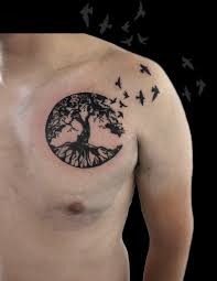 Tree Of Life Silhouette On Chest Tree Tattoo Chest Tree Of Life Tattoo Tattoos