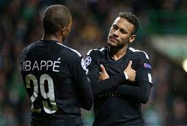 Glasgow Scotland September 12 Kylian Mbappe Of Psg Celebrates His Goal With Neymar Jr Right During The Uefa Cha Neymar Jr Neymar Logotipo Del Real Madrid