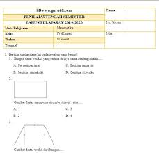 Contoh Soal Pts Matematika Kelas 4 Semester Genap 2020 Info Pendidikan Terbaru