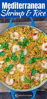 · stir in rice and peas and and season with soy . You Ll Love This Simple And Healthy Shrimp And Rice Recipe Prepared Mediterranean Style W In 2020 Mediterranean Dishes Shrimp And Rice Easy Mediterranean Diet Recipes