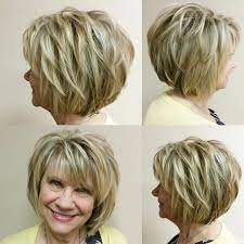 Cute Little Lady And Her Fab Bob We Put In Blonde And Carmel To Brighten Her Up Fo Short Layered Bob Hairstyles Layered Hair With Bangs Short Hair With Layers