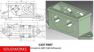 Solidworks 2d To 3d Modeling Casting Part Exercise Solidworks Videos Tutorial Tutorial
