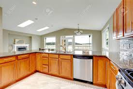 luxury kitchen room with bright brown