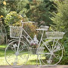 Maybe you would like to learn more about one of these? Zaer Ltd International Large Antique White Iron Bicycle Plant Stand With Butterflies Zr367701 Wh The Home Depot Plant Stand Flower Cart Bicycle Planter
