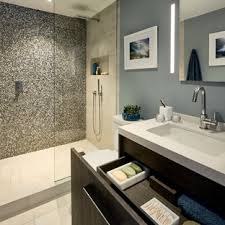 This is an example of a small coastal shower room bathroom in malaga with a corner shower, blue. 75 Beautiful Contemporary Glass Tile Bathroom Pictures Ideas July 2021 Houzz