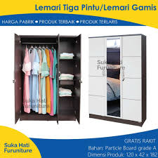 Semua dimensi tergantung dari berapa pintu lemari tersebut mulai dari 1 pintu 2 pintu 3 pintu 4 pintu 5 pintu lemari. Jual Lemari Pakaian Baju Gamis Lemari Pakaian 3 Pintu Minimalis Modern Jakarta Pusat Suka Hati Furniture Tokopedia