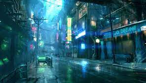 White Concrete Road Town Road With Buildings Cyberpunk Neon Artwork Ship Science Fiction Digital Art Futuristic Futuristic City Cyberpunk City Sci Fi City