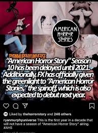 Ever since the first season of american horror story debuted. Ahs Season 10 Officially Delayed Until 2021 Americanhorrorstory