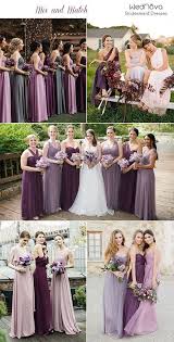 14 Mismatched Bridesmaid Dresses Color Palettes From Real Weddings Bridesmaid Dresses Different Styles Purple Wedding Color Palet