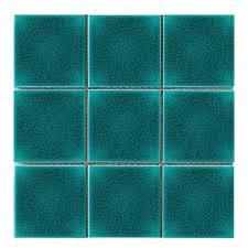 Gạch mosaic 100x100mm xanh lá rạn ô vuông XFB100041 | DaisanTiles
