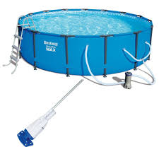 Bestway 15 Ft Round 42 In D Steel Pro Max Frame Hard Side Above Ground Pool And Vacuum 56687e B In 2020 In Ground Pools Above Ground Swimming Pools Above Ground Pool