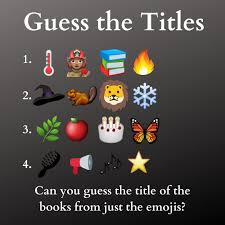 Leave your answers in the comments section. Tattered Cover On Twitter Guess The Titles Can You Guess The Famous Books Using Only The Emojis Provided Let Us Know Your Answers In The Comments Below Books Games Emojis Fun Https T Co Nawezvpvvq