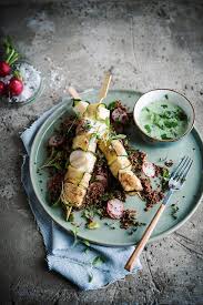 Brochettes De Skrei Salade De Quinoa Et Radis Recette Salade De Quinoa Alimentation Recettes Minceur