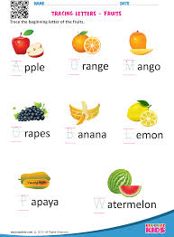 Tracing Letters Fruits Kindergarten Worksheets Alphabet Worksheets Preschool English Worksheets For Kids