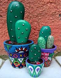 Tas Kaktus Boyama Sosyal Abi Online Kaktus Yapay Bitkiler Boyali Kayalar