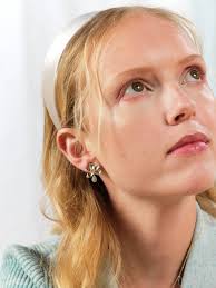 Daisy and white crystal studded petal post earrings