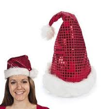 Christmas striped elf hat with. 10 Santa Claus Hats Shiny Red Sequin Christmas Caps New Ebay