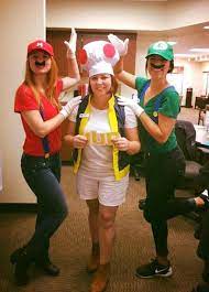 Diy toad (mario) costume | wendaful planning. Our Mario Luigi And Toad Costumes For Work Diy Mariobrothers Threesomecostume Toad Costume Diy Costumes Women Diy Costumes