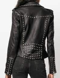 Women Silver Studded Leather Jacket Spiked Silver Color Studs Etsy In 2021 Studded Leather Jacket Celebrities Leather Jacket Studded Jacket