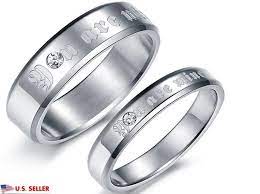 Usa 2pcs You Are Mine Silver Stainless Steel Couple Ring Promise Wedding Rings Titanium Steel Rings Couple Rings Promise Rings For Couples