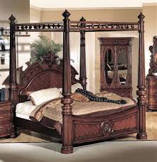 Canopy Poster Bed In Dark Cherry Finish Canopy Bedroom Sets King Sized Bedroom Canopy Bedroom