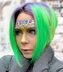 Just A Little Galaxy Alien Majestic Whatever You Want To Call It Makeup Fun Halloweencostume Hal Multi Colored Hair Green Hair Purple Hair
