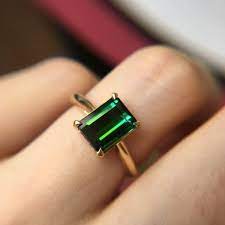 2 3 Carat Green Tourmaline Engagement Ring Baguette Tourmaline Etsy Green Tourmaline Engagement Ring Tourmaline Engagement Ring Tourmaline Engagement
