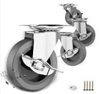 2-Pack 40mm Fixed Caster Wheels With Skid Bar | Rubberised Plastic Wheels  For Cabinets, Cases & Boxes | Load-Bearing Heavy Duty