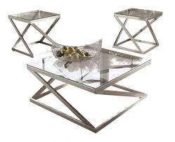 Ashley Furniture Coylin Brushed Nickel Coffee Table Set Loft Dizajn Sovremennaya Gostinaya Dizajn