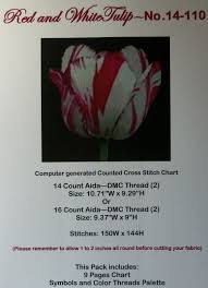 Flower Red And White Tulip Counted Cross Stitch Chart 14 110