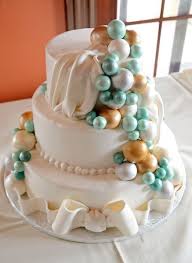 It S A Bubbles Wedding Cake In Our Choice Of Wedding Colors Teal Aqua Gold And Silver Delici Teal Wedding Cake Wedding Cakes With Cupcakes Wedding Cakes