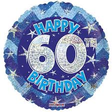 Check spelling or type a new query. Blue Holographic Happy 60th Birthday Balloon 18 Inch Partybits2go