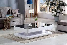 Its color and style matches. Florence Modern High Gloss White And Black Coffee Table With Glass Drawer Amazon De Kuche Haushalt