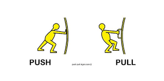 .push and pull is that push is (intransitive) to apply a force to (an object) such that it moves away from the person or thing applying the force while pull as in server push'', ''push technology while pull is (internet|uncountable) the situation where a client sends out a request for data from a server. The Push And Pull Of Recruitment The Aristocracy Of Hr