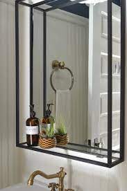 Bathroom Shelf Mirror Modern Industrial Black Steel Metal Framed Bathroom Mirror With Shelf Custom Handmade To Order Bathroom Mirror With Shelf Framed Bathroom Mirror Rectangular Mirror