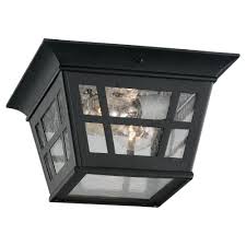 Black round led indoor hampton bay's 11 in. Sea Gull Lighting Herrington 2 Light Outdoor Black Flush Mount Fixture 78131 12 The Home Depot