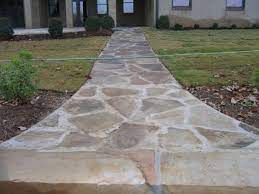Flagstone Walkway Gallery Green Acre Sod Tulsa Sod Farm Flagstone walkways can inject some color into the landscape design, as this winding path illustrates. flagstone walkway gallery green acre
