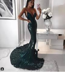 Dark Green Emerald Green Mermaid Prom Dresses Spaghetti Straps Sequis Lace Evening Formal Gowns In 2020 Green Prom Dress Sequin Prom Dresses Sweep Train Prom Dress