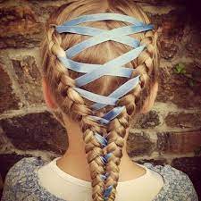 Two Braids Along The Sides With A Ribbon Woven Between Looks Medieval To Me 3 Hair Styles Cute Hairstyles Hair